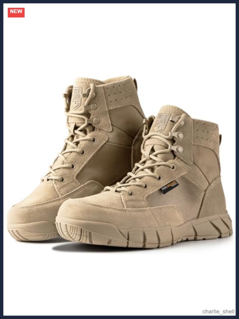 FREE SOLDIER Men's 6-Inch Suede Leather Hiking Work Boots Tactical Military